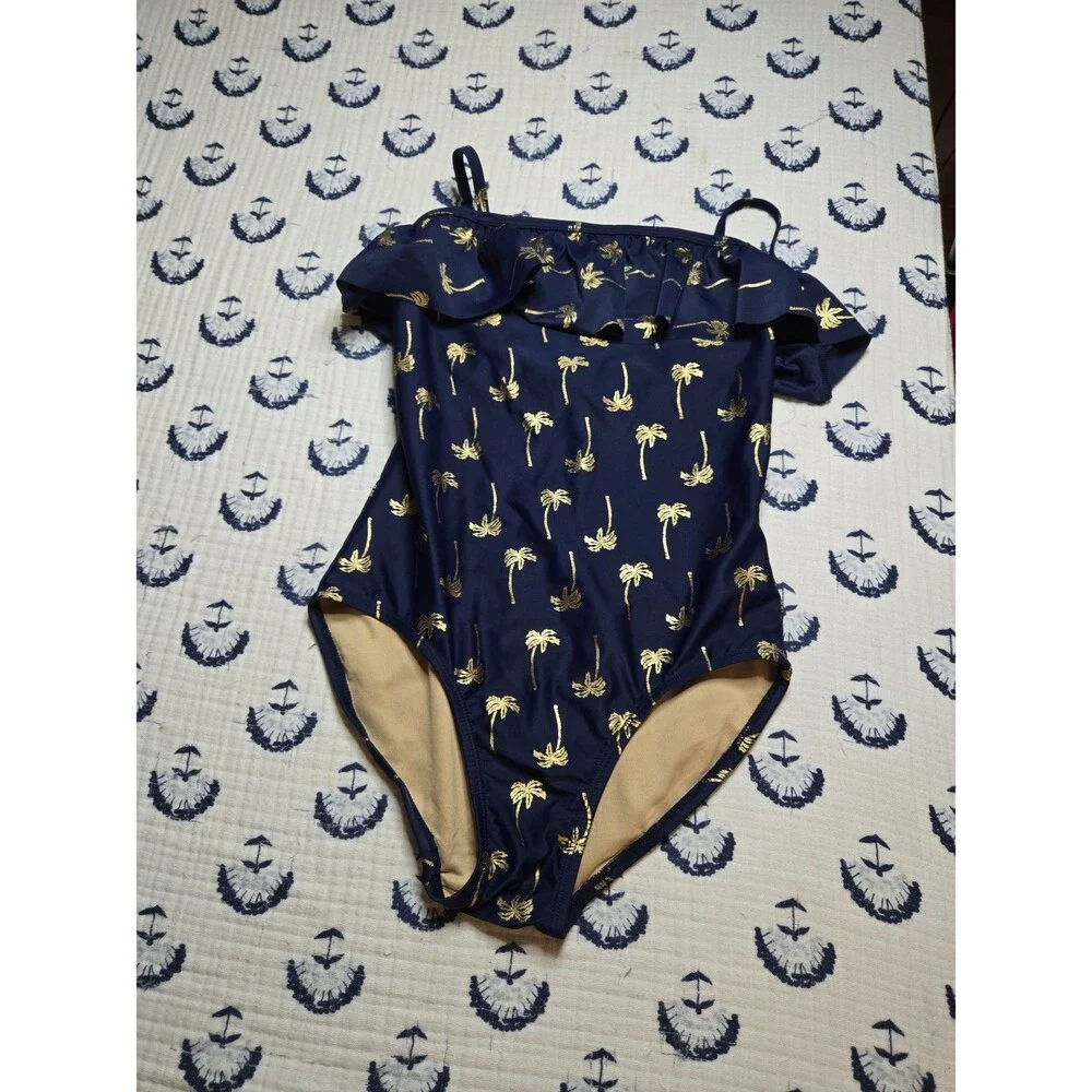 Old Navy Girls Youth Navy & Gold One Piece Swimsuit